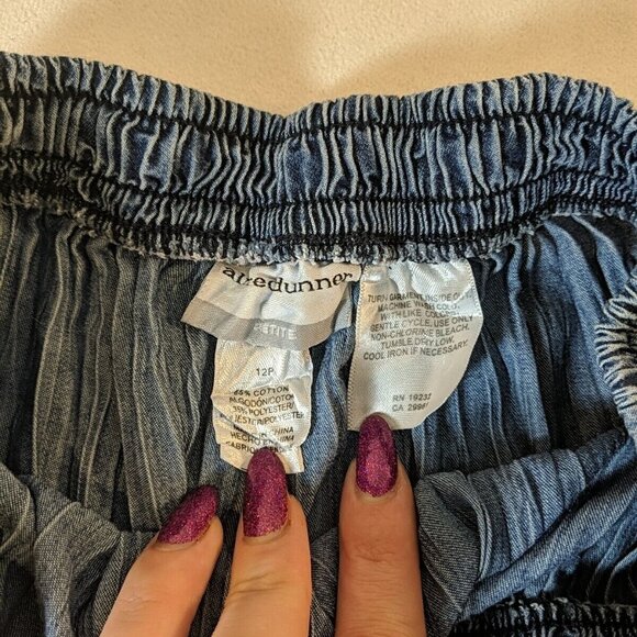 Alfred Dunner Beaded Denim Maxi Skirt 12P Elastic Waist Blue Jean Boho Midi - Picture 8 of 12